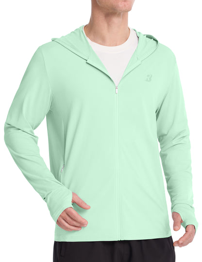 Roadbox Men's UPF 50+ Sun Hoodie Jacket, Full Zip UV Protection Long Sleeve Shirt, Lightweight Breathable for Fishing Hiking