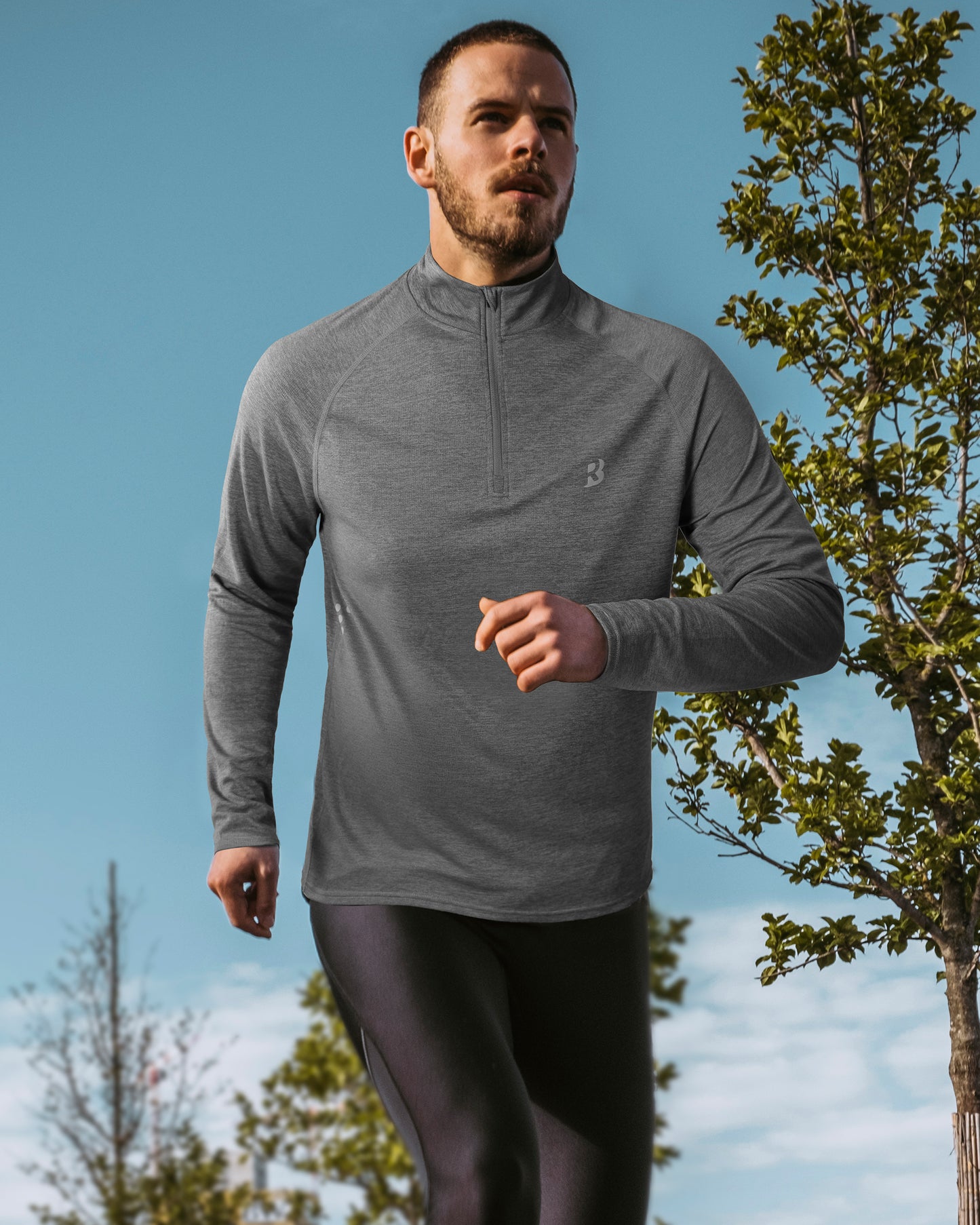 Roadbox UPF 50+ Running Shirts for Men - Long Sleeve Quick Dry 1/4 Zip Pullover for Fishing Outdoor Hiking Athletic Workout