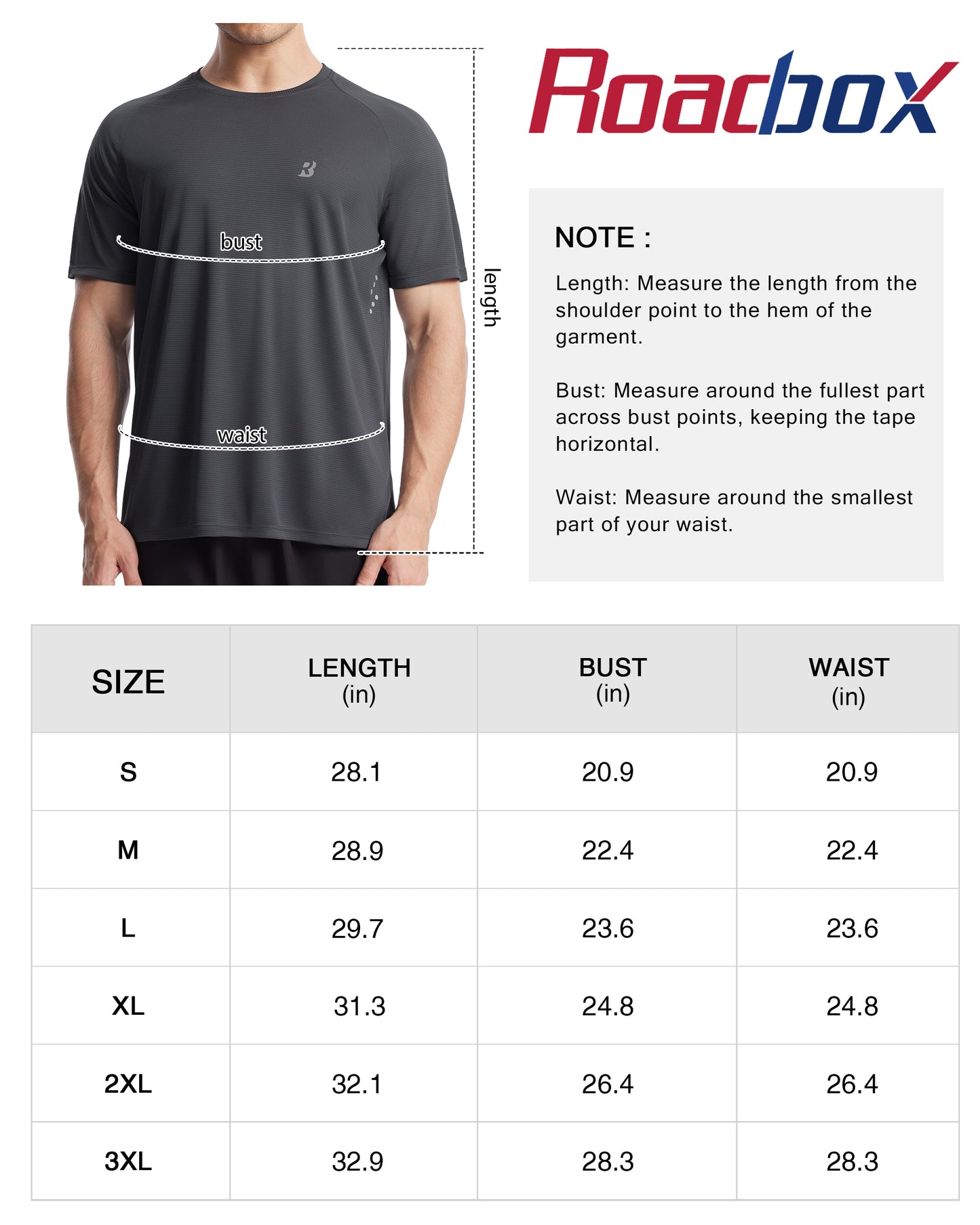 Roadbox Men's UPF 50+ Swim Rash Guard, Short Sleeve UV Sun Protection Workout Athletic Shirts Quick Dry Gym Running Tee Tops