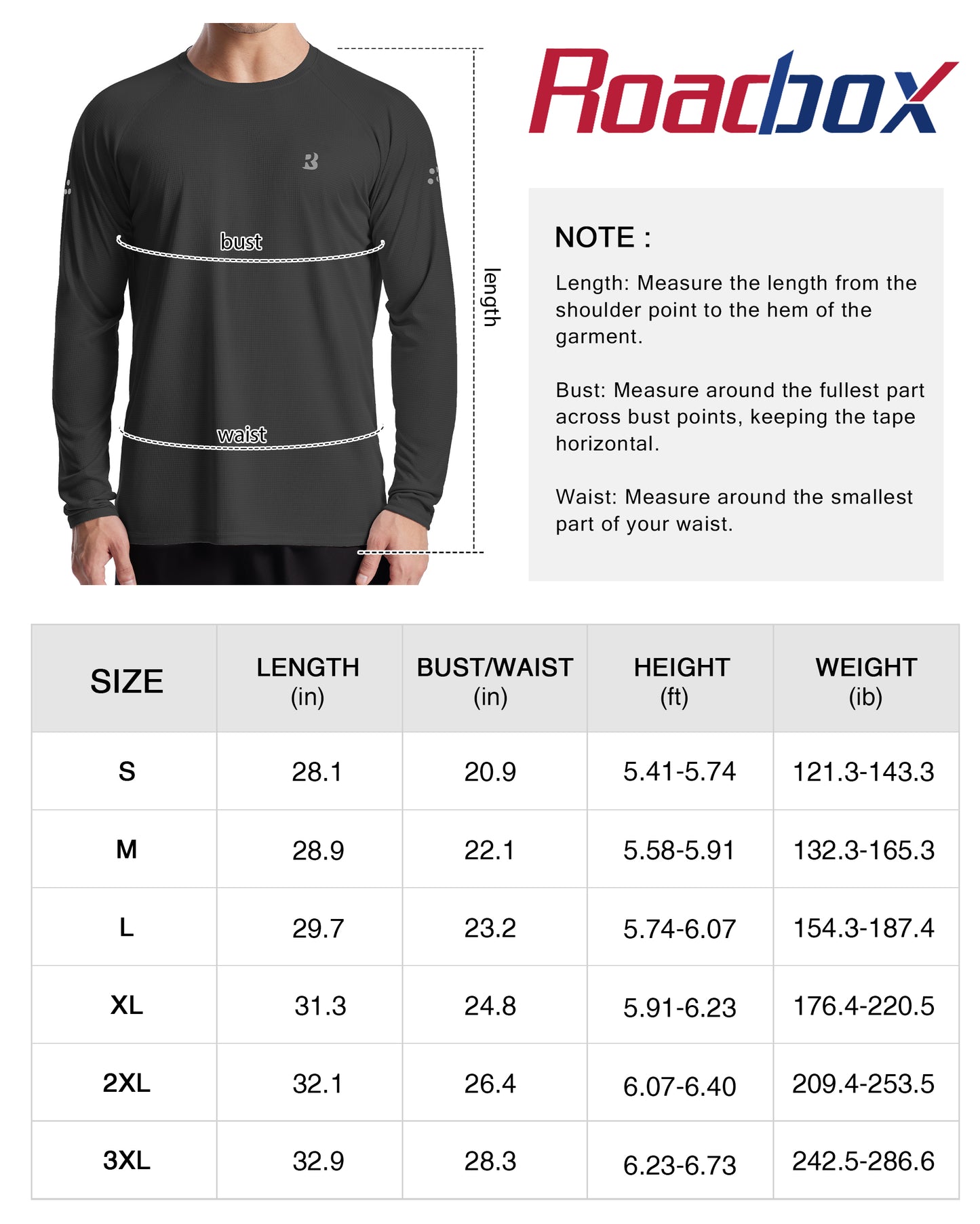 Roadbox Men's UPF 50+ Swim Rash Guard, Long Sleeve UV Sun Protection SPF Water Shirts Quick Dry for Outdoor Fishing Hiking