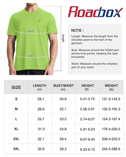 Roadbox Men's Workout Shirts Short Sleeve, Quick Dry Athletic Running T-Shirt, UPF 50+ UV Sun Protection Sports Gym Tee Tops