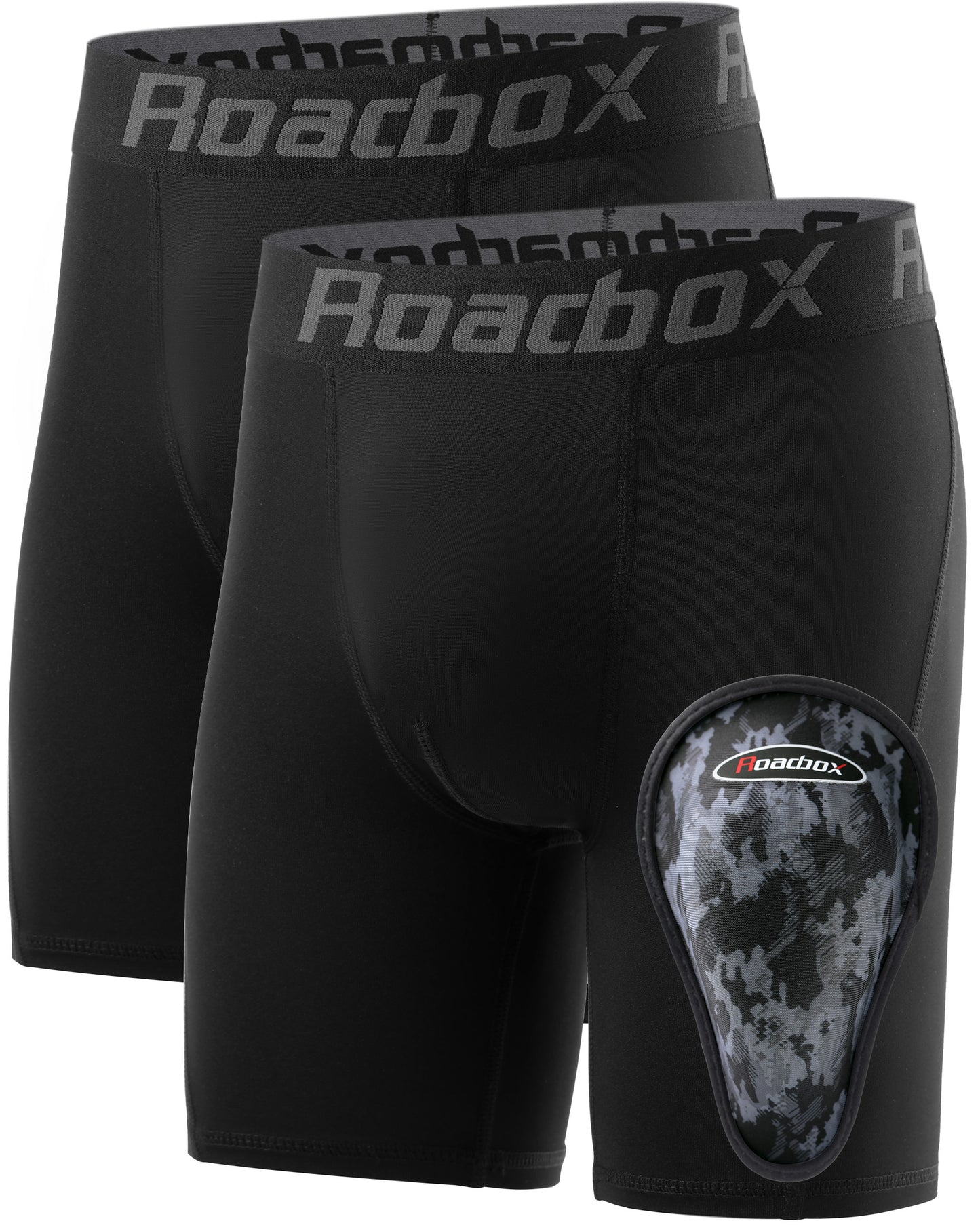 Roadbox Youth Boys Compression Shorts, Kids Spandex Underwear with Protective Cup, Athletic Base Layers for Baseball Football