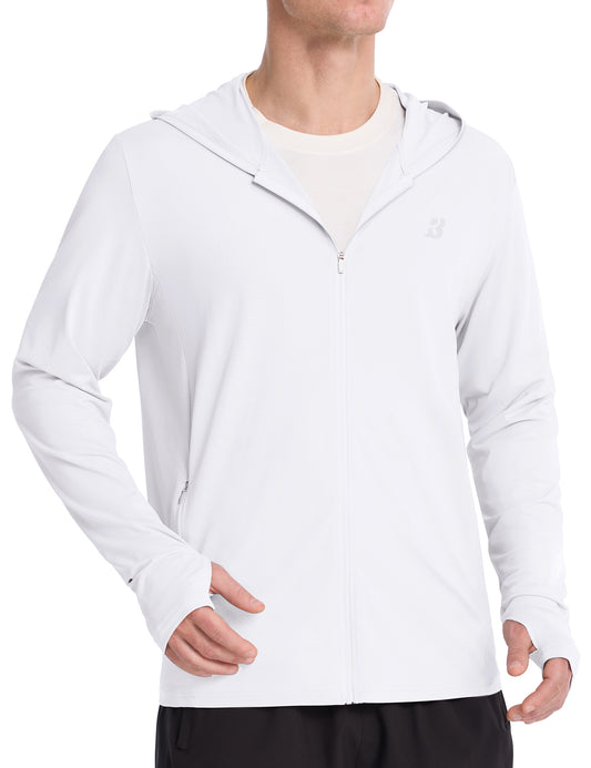 Roadbox Men's UPF 50+ Sun Hoodie Jacket, Full Zip UV Protection Long Sleeve Shirt, Lightweight Breathable for Fishing Hiking