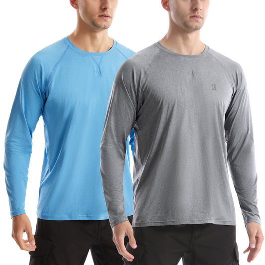 Roadbox UPF 50+ Sun Shirts for Men, UV Protection Long Sleeve Swim Shirt, Lightweight Rash Guard for Fishing Hiking Running
