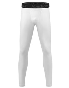 Roadbox 1 Pack Boys Compression Pants Youth Quick Dry Spandex Tights Leggings for Running Football Basketball White