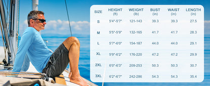Roadbox Men's UPF 50+ Swim Rash Guard, Long Sleeve UV Sun Protection SPF Water Shirts Quick Dry for Outdoor Fishing Hiking