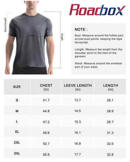 Roadbox Swim Shirts Short Sleeve for Men, Sun Protection UPF 50+ Fishing Rash Guard, UV Gym Workout Shirt for Running Outdoor