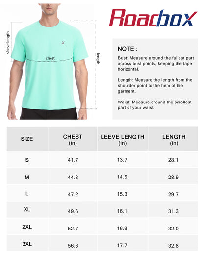Roadbox Men's Rash Guard Short Sleeve, UPF 50+ UV Sun Protection Water T-Shirts, Cool Dry Swim Shirts for Surf Beach Fishing