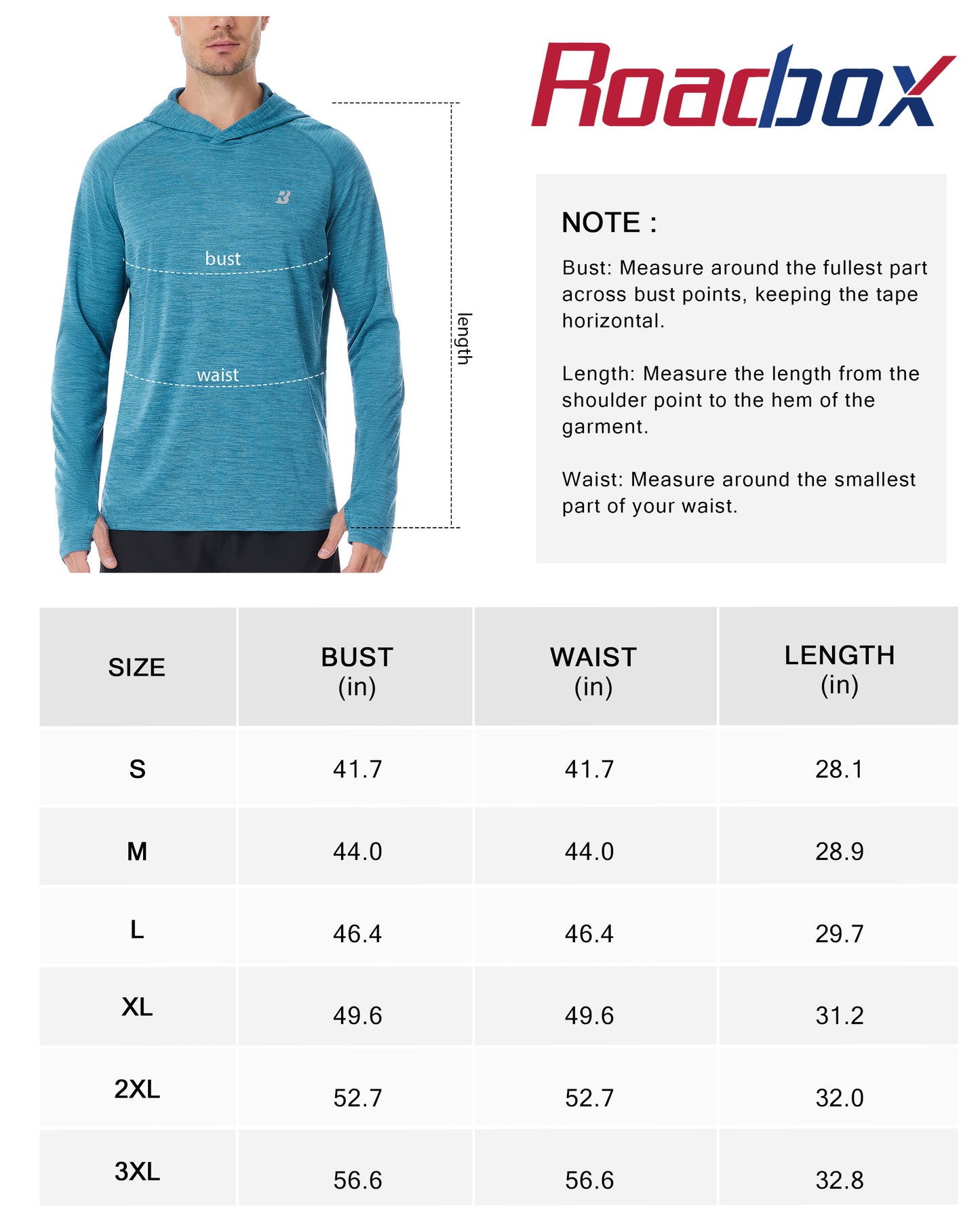 Roadbox UPF 50+ Fishing Shirts for Men, Long Sleeve UV Sun Protection Lightweight Rash Guard Hoodie for Hiking Workout