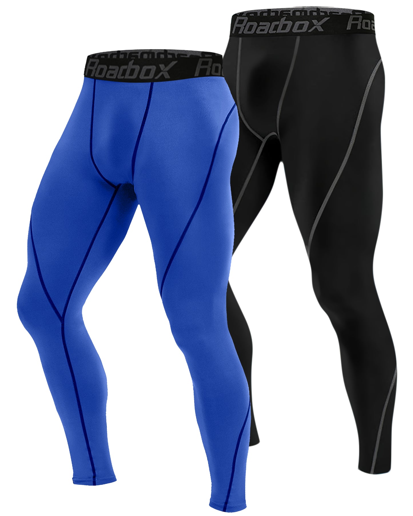 Roadbox 2 Pack Mens Compression Pants Base Layer Cycling Workout Sports Tights Leggings with Pocket