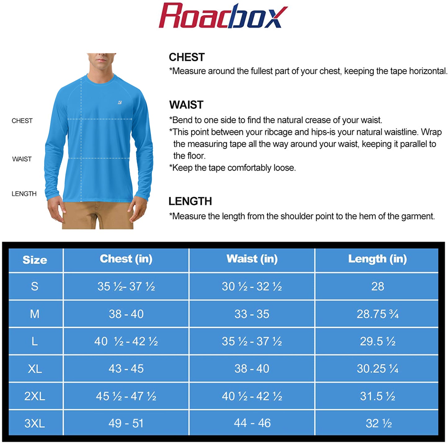 Roadbox UPF 50+ Fishing Shirts for Men Long Sleeve UV Sun Protection Tee Tops