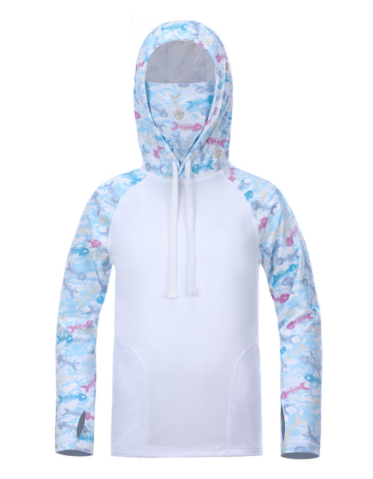 Roadbox Sun Shirts for Kids - Long Sleeve UPF50+ Sun Protection Shirts Hooded Swimsuits for Kids Fishing Surfing Hiking Outdoor Sports