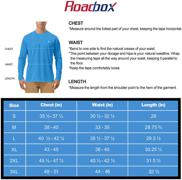 Roadbox UPF 50+ Fishing Shirts for Men Long Sleeve UV Sun Protection T