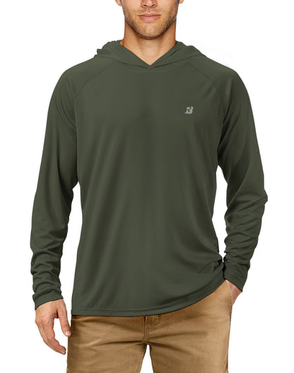 Roadbox Men's UPF 50+ Sun Protection Long Sleeve Hoodie Shirt Outdoor UV Fishing Shirts for Workout, Running, Fishing, Hiking