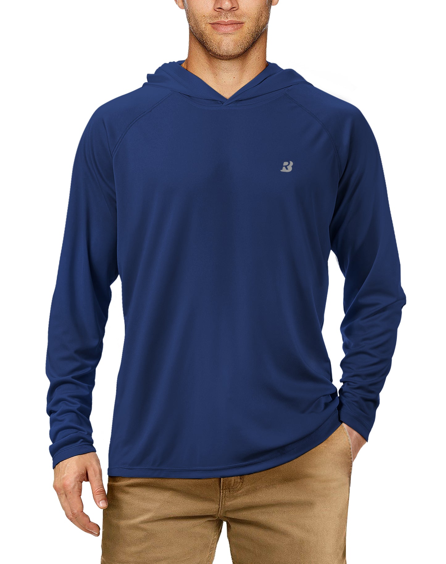 Roadbox Men's UPF 50+ Sun Protection Long Sleeve Hoodie Shirt Outdoor UV Fishing Shirts for Workout, Running, Fishing, Hiking
