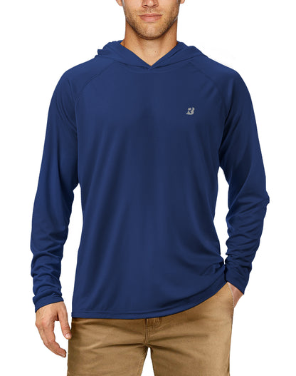 Roadbox Men's UPF 50+ Sun Protection Long Sleeve Hoodie Shirt Outdoor UV Fishing Shirts for Workout, Running, Fishing, Hiking
