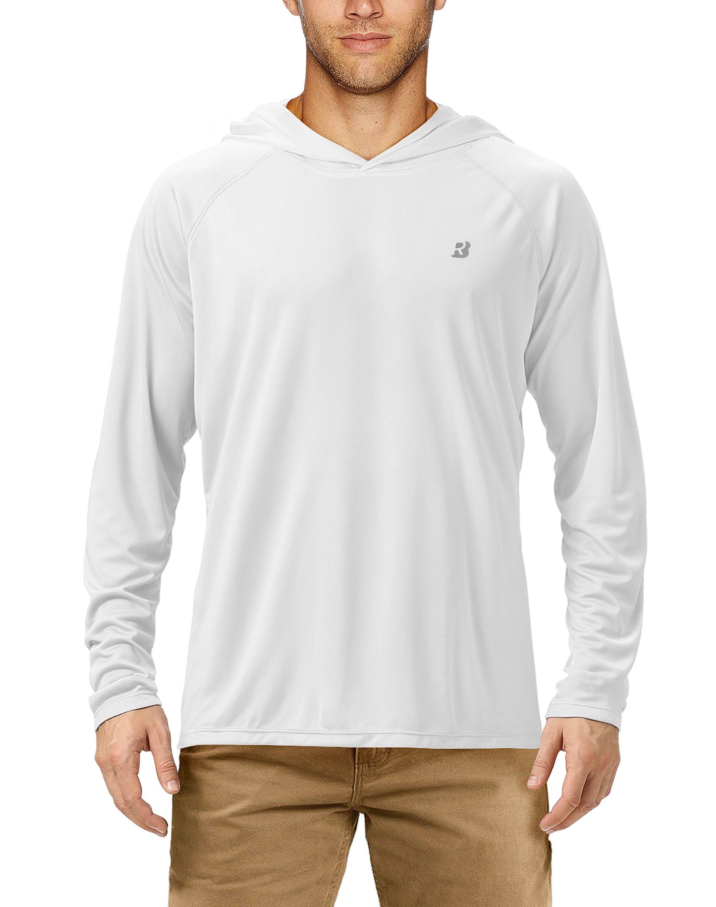 Roadbox Men's UPF 50+ Sun Protection Long Sleeve Hoodie Shirt Outdoor UV Fishing Shirts for Workout, Running, Fishing, Hiking