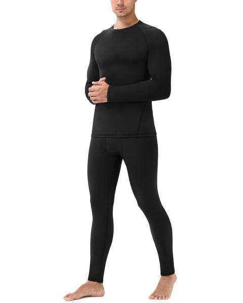 Roadbox Thermal Underwear for Men Microfleece Lined Long Johns Base Layer Sports Compression Top and Bottom Set
