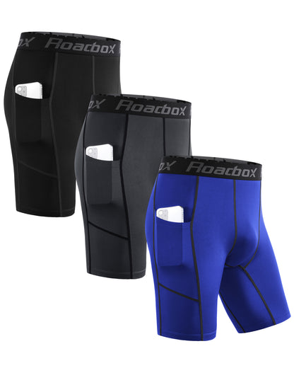 Roadbox 2021 Compression Shorts for Men with Perfect Pocket Spandex Boxer Athletic Workout Underwear Fitness