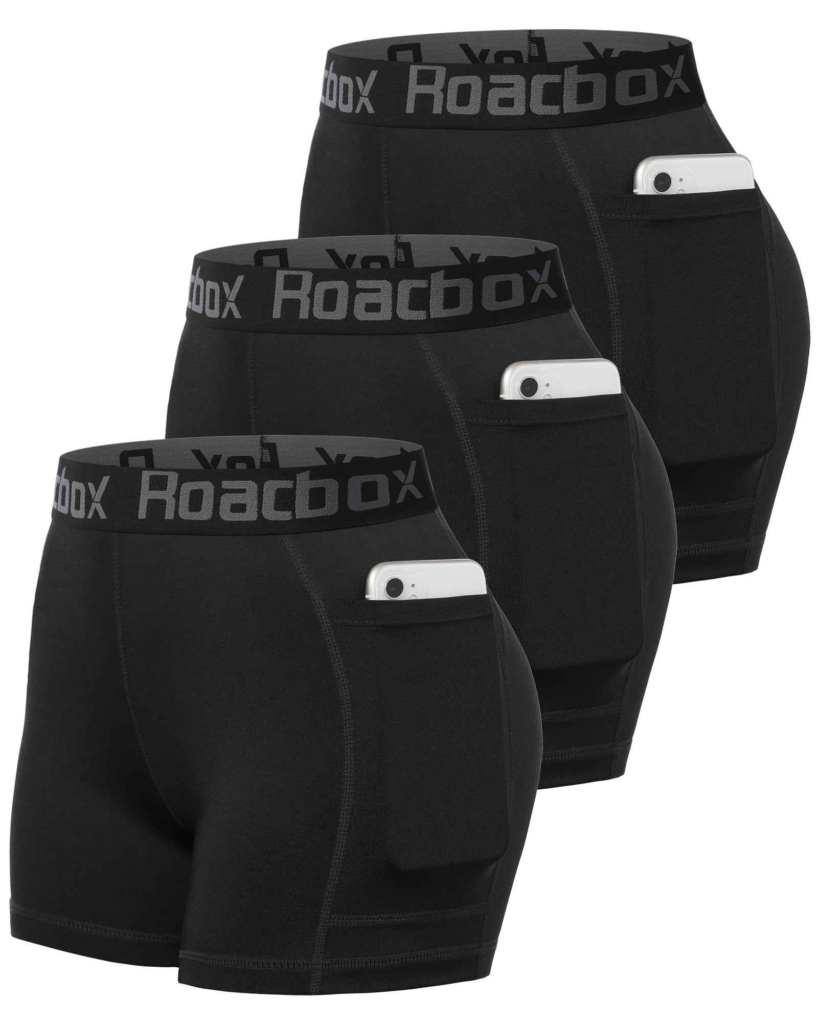 Roadbox Womens Spandex Shorts with Pockets: Ultra-Soft Tight Fit Shorts for Female Quick Dry for Gym Workout Exercise