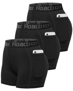 Roadbox Womens Spandex Shorts with Pockets: Ultra-Soft Tight Fit Shorts for Female Quick Dry for Gym Workout Exercise