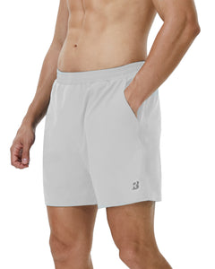 Roadbox Men's 5 Inch Running Athletic Quick Dry Shorts with Pockets for Workout Gym Exercise Sliver Gray