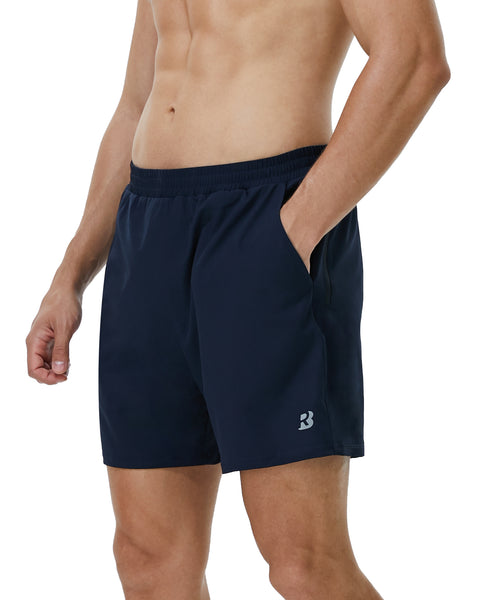 Roadbox Men's 5 Inch Running Athletic Quick Dry Shorts with Pockets for Workout Gym Exercise Sliver Gray