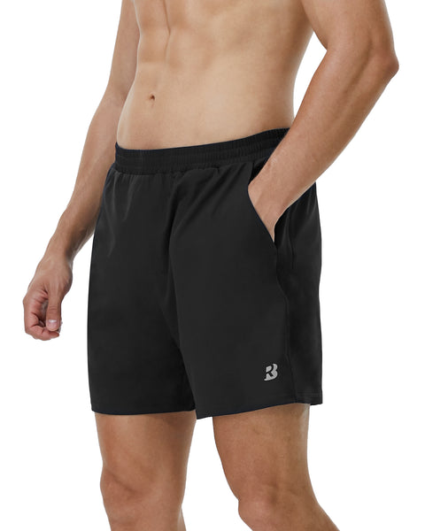 Roadbox Men's 5 Inch Running Athletic Quick Dry Shorts with Pockets for Workout Gym Exercise Sliver Gray