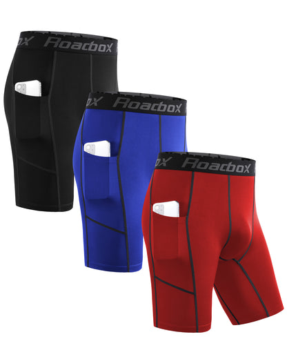 Roadbox 2021 Compression Shorts for Men with Perfect Pocket Spandex Boxer Athletic Workout Underwear Fitness