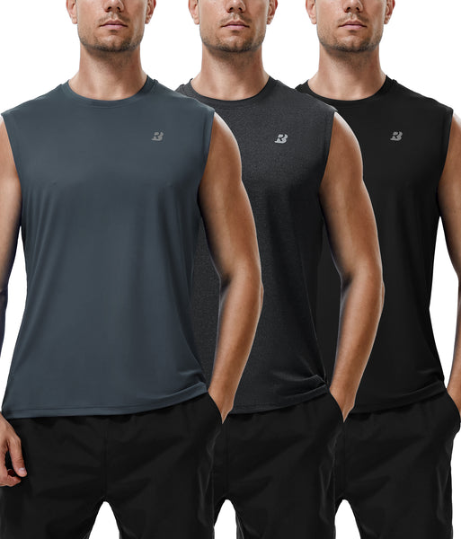 Roadbox Workout Sleeveless Shirts for Men Athletic Gym Basketball Quick Dry Muscle Tank Tops