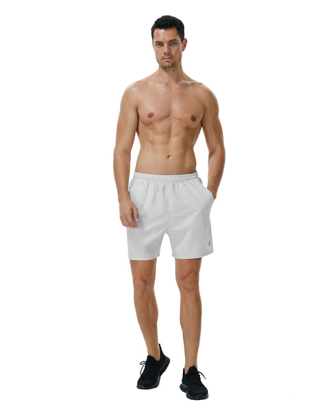 Roadbox Men's 5 Inch Running Athletic Quick Dry Shorts with Pockets for Workout Gym Exercise Sliver Gray