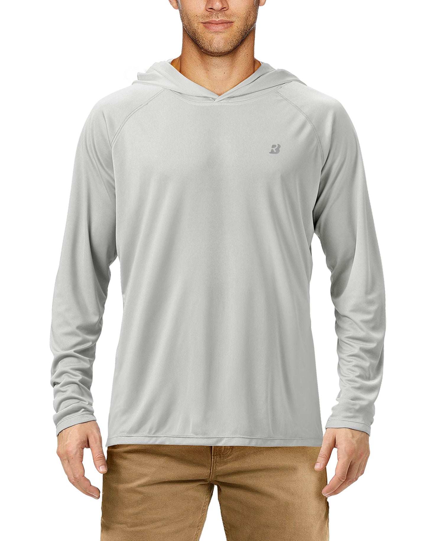 Roadbox Men's UPF 50+ Sun Protection Long Sleeve Hoodie Shirt Outdoor UV Fishing Shirts for Workout, Running, Fishing, Hiking