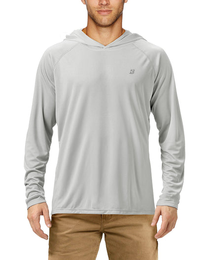 Roadbox Men's UPF 50+ Sun Protection Long Sleeve Hoodie Shirt Outdoor UV Fishing Shirts for Workout, Running, Fishing, Hiking