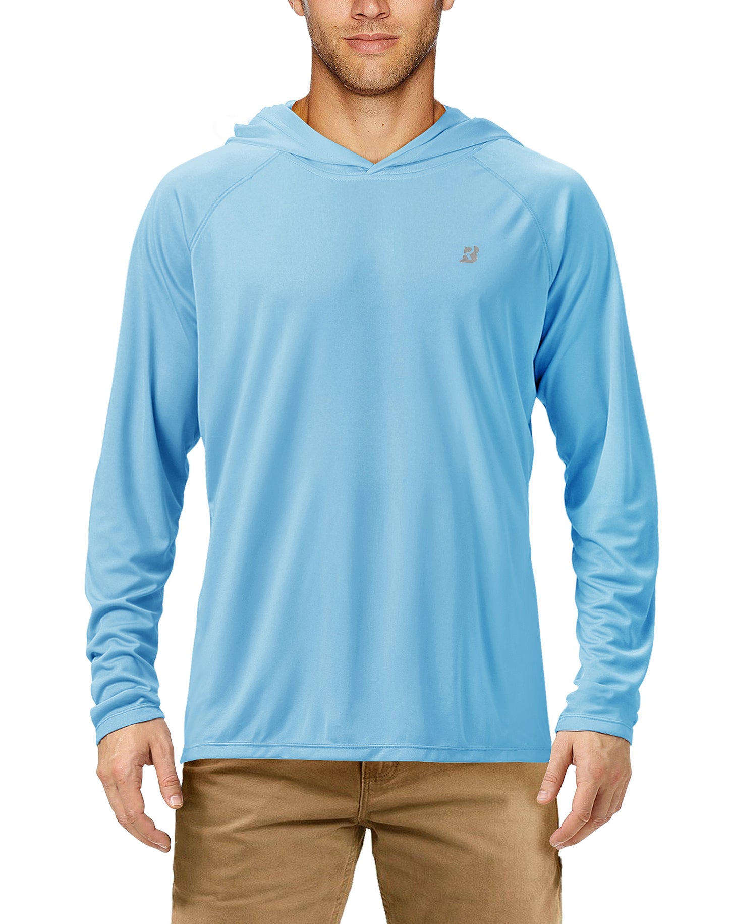 Roadbox Men's UPF 50+ Sun Protection Long Sleeve Hoodie Shirt Outdoor UV Fishing Shirts for Workout, Running, Fishing, Hiking