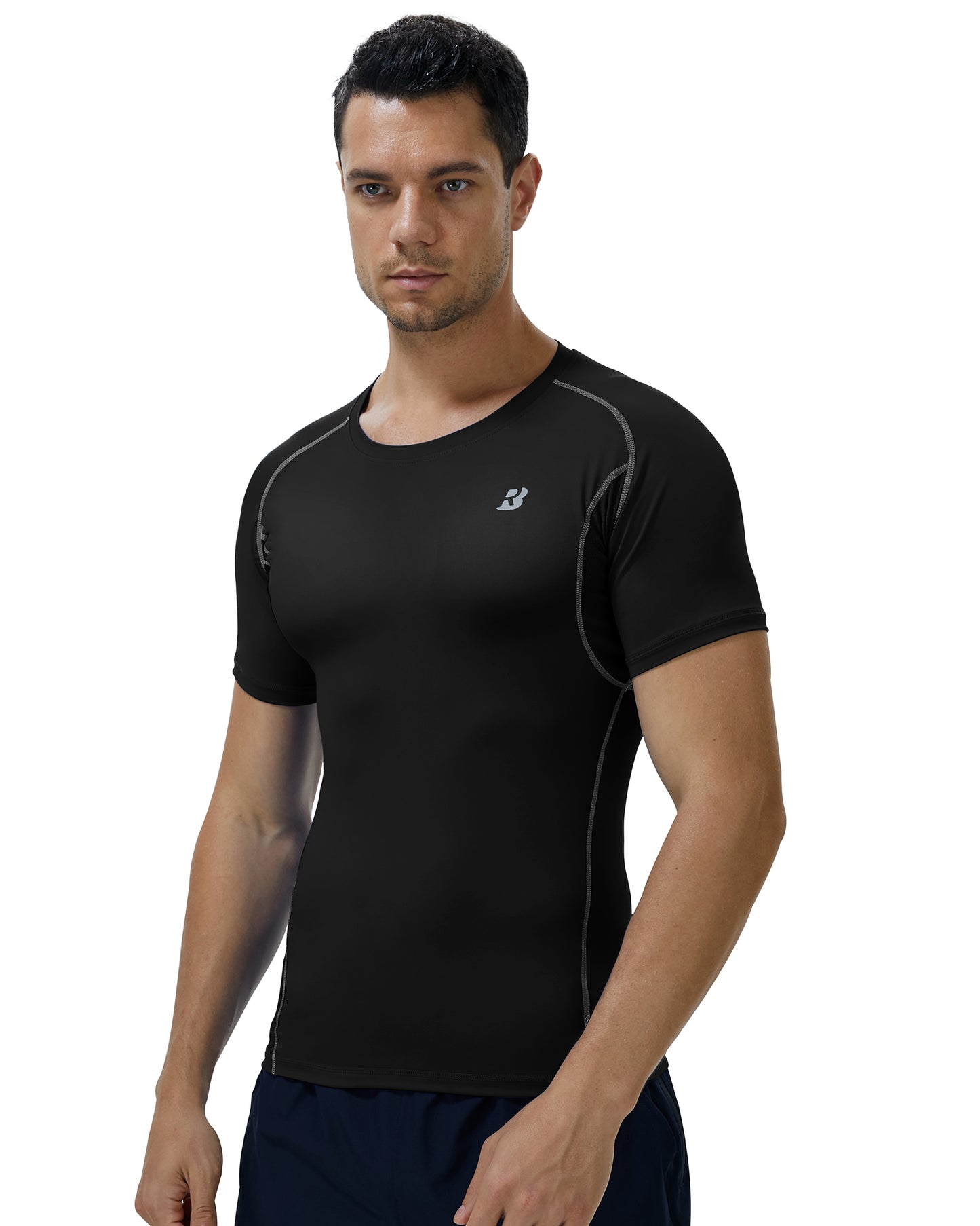 Roadbox 3 Pack Men's Cool Dry Compression Shirt, Underarm Mesh Sports Tops For Gym Outdoor Athletic