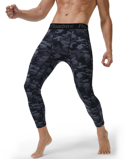 Roadbox Mens 3/4 Baselayer 2pack Dry Cool Compression Pants Running Base Layer Legging Tights