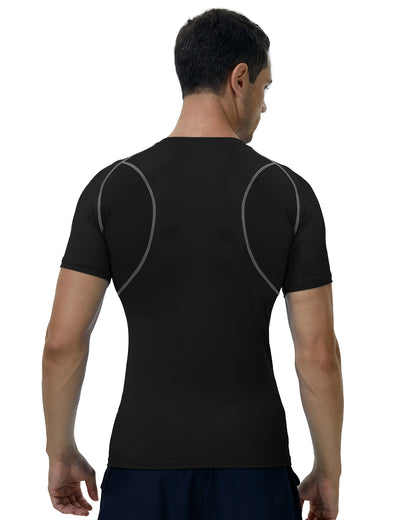 Roadbox 3 Pack Men's Cool Dry Compression Shirt, Underarm Mesh Sports Tops For Gym Outdoor Athletic