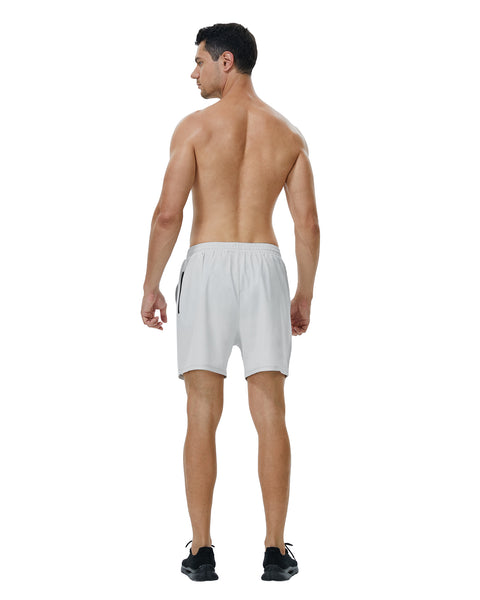 Roadbox Men's 5 Inch Running Athletic Quick Dry Shorts with Pockets for Workout Gym Exercise Sliver Gray