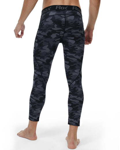 Roadbox Mens 3/4 Baselayer 2pack Dry Cool Compression Pants Running Base Layer Legging Tights