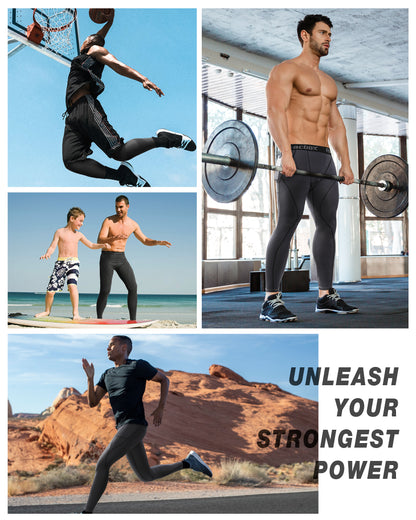 Roadbox 3 Pack Men's Compression Pants Base Layer Tights Leggings