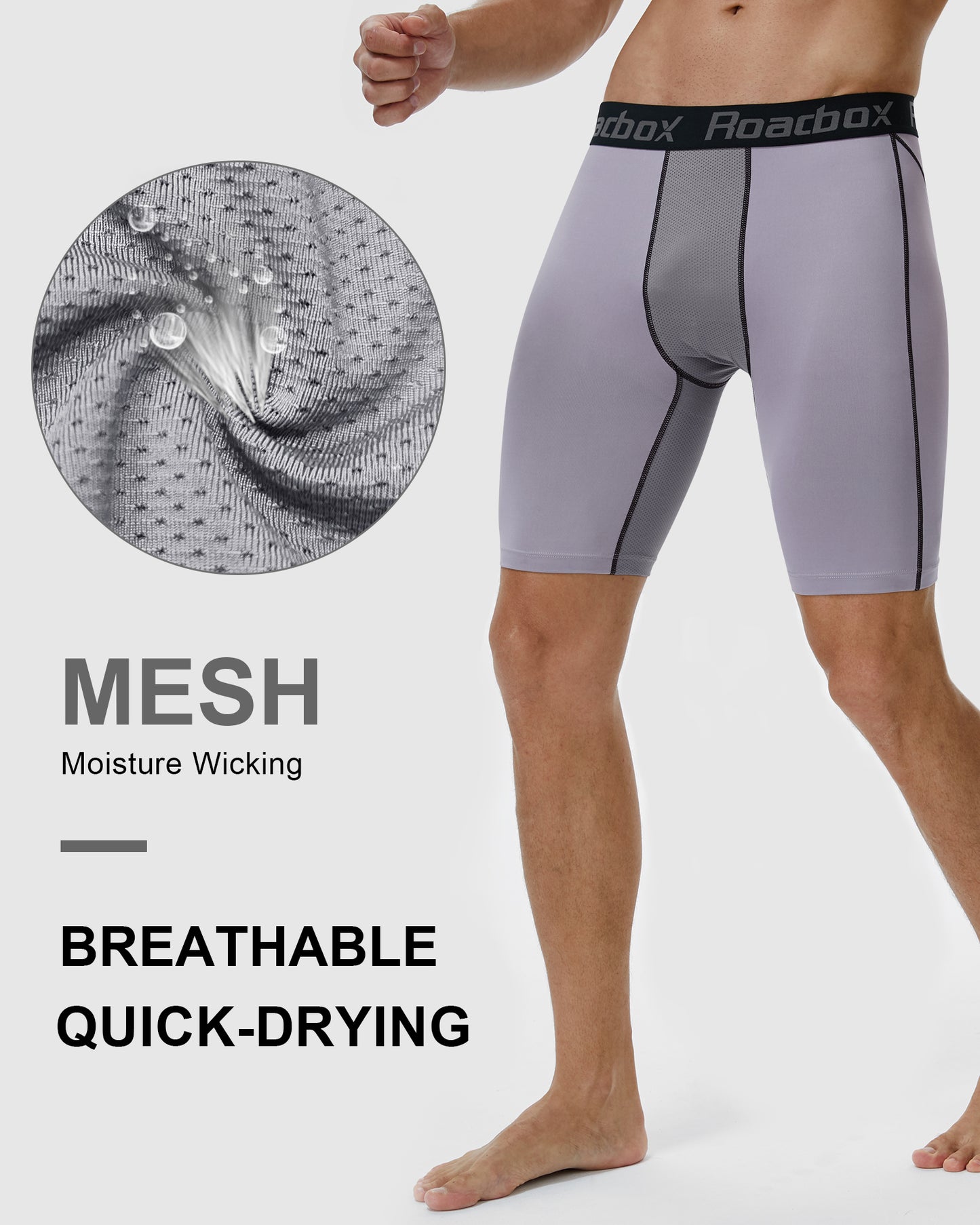 Roadbox Mesh Compression Shorts for Men 3 Pack Cool Dry Athletic Workout Underwear Running Gym Spandex Baselayer Boxer Briefs