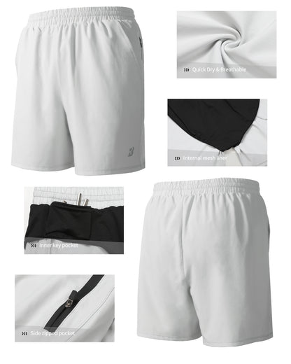 Roadbox Men's 5 Inch Running Athletic Quick Dry Shorts with Pockets for Workout Gym Exercise