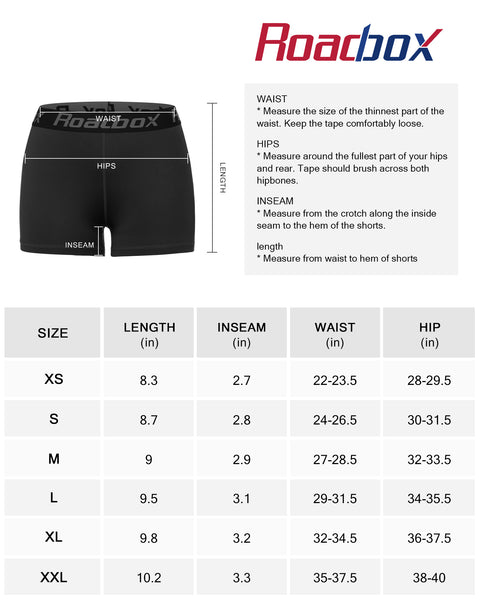Roadbox Compression Shorts Women 3 Volleyball Shorts with Pockets Cool Dry for Running Workout Yoga Cycling Swimming Dance