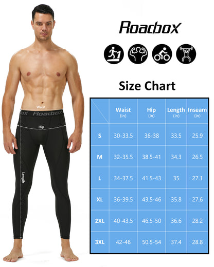 Roadbox 3 Pack Men's Compression Pants Base Layer Tights Leggings