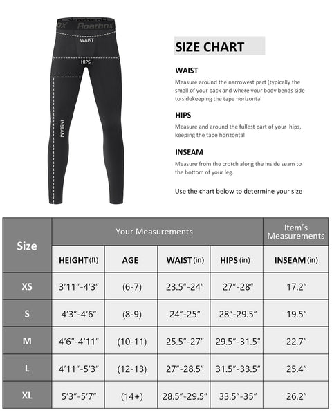 Roadbox 2 Pack Boys Compression Pants Base Layer Underwear Youth Quick Dry Spandex Tights Leggings for Running Football Basketball
