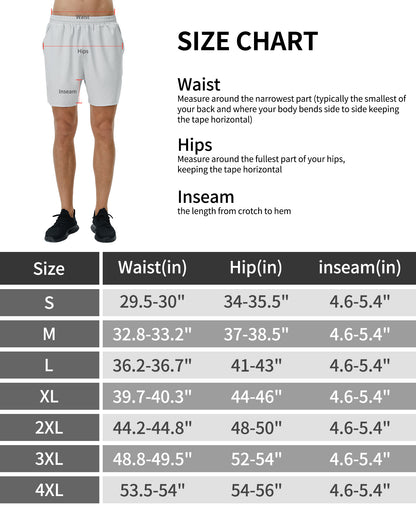 Roadbox Men's 5 Inch Running Athletic Quick Dry Shorts with Pockets for Workout Gym Exercise
