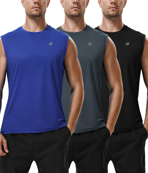 Roadbox Workout Sleeveless Shirts for Men Athletic Gym Basketball Quick Dry Muscle Tank Tops