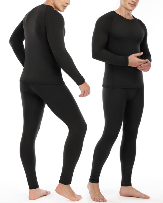 Roadbox Thermal Underwear for Men Microfleece Lined Long Johns Base Layer Sports Compression Top and Bottom Set