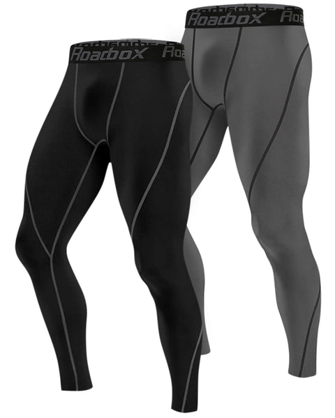 Roadbox 2 Pack Men's Compression Pants Base Layer Tights Leggings