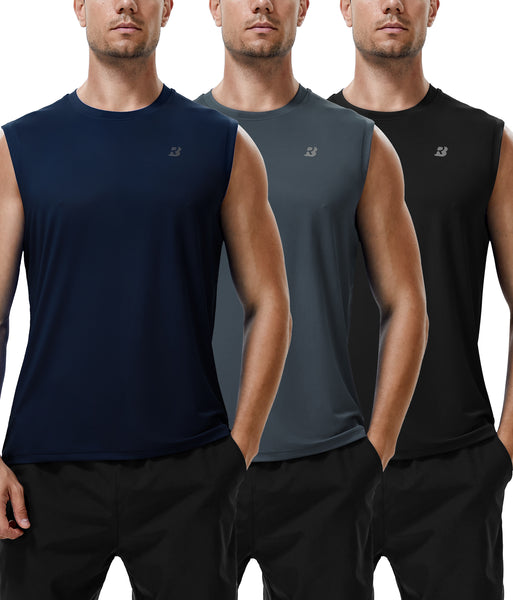 Roadbox Workout Sleeveless Shirts for Men Athletic Gym Basketball Quick Dry Muscle Tank Tops
